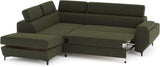 Canapé d'angle convertible - 3 places - MIKY - Tissu Vert foret - Coffre et tetieres - 262 x 235 x 96 cm - CONFORTEAM