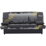 Banquette clic clac 3 places - Motif New York jaune -  Style Contemporain - L 190 x P92 cm - MILA