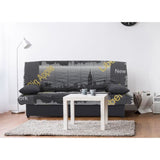 Banquette clic clac 3 places - Motif New York jaune -  Style Contemporain - L 190 x P92 cm - MILA