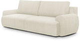 Canapé convertible - 3 places - MILO - Tissu velours côtelé Beige - Coffre de rangement - 254 x 99 x 84 cm
