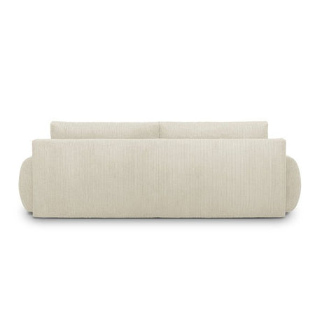 Canapé convertible - 3 places - MILO - Tissu velours côtelé Beige - Coffre de rangement - 254 x 99 x 84 cm