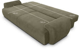Canapé convertible - 3 places - MILO - Tissu velours côtelé Vert kaki - Coffre de rangement - 254 x 99 x 84 cm