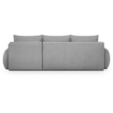 Canapé d'angle droit convertible MILO 4/5 places - Tissu gris - Coffre de rangement - L 264 x H 84 x P 99/145 cm