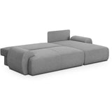 Canapé d'angle droit convertible MILO 4/5 places - Tissu gris - Coffre de rangement - L 264 x H 84 x P 99/145 cm