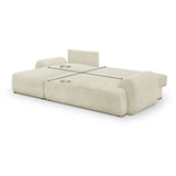 Canapé d'angle gauche convertible 4/5 places MILO - Velours côtelés beige - Coffre de rangement - L 264 x H 84 x P 99/145 cm