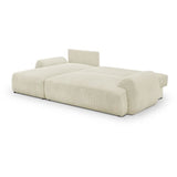 Canapé d'angle gauche convertible 4/5 places MILO - Velours côtelés beige - Coffre de rangement - L 264 x H 84 x P 99/145 cm