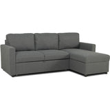 Canapé d'angle convertible réversible - MILOS - 3 places avec coffre - Tissu gris anthracite - 213 x 85 x 145 cm
