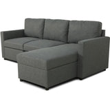 Canapé d'angle convertible réversible - MILOS - 3 places avec coffre - Tissu gris anthracite - 213 x 85 x 145 cm