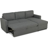 Canapé d'angle convertible réversible - MILOS - 3 places avec coffre - Tissu gris anthracite - 213 x 85 x 145 cm