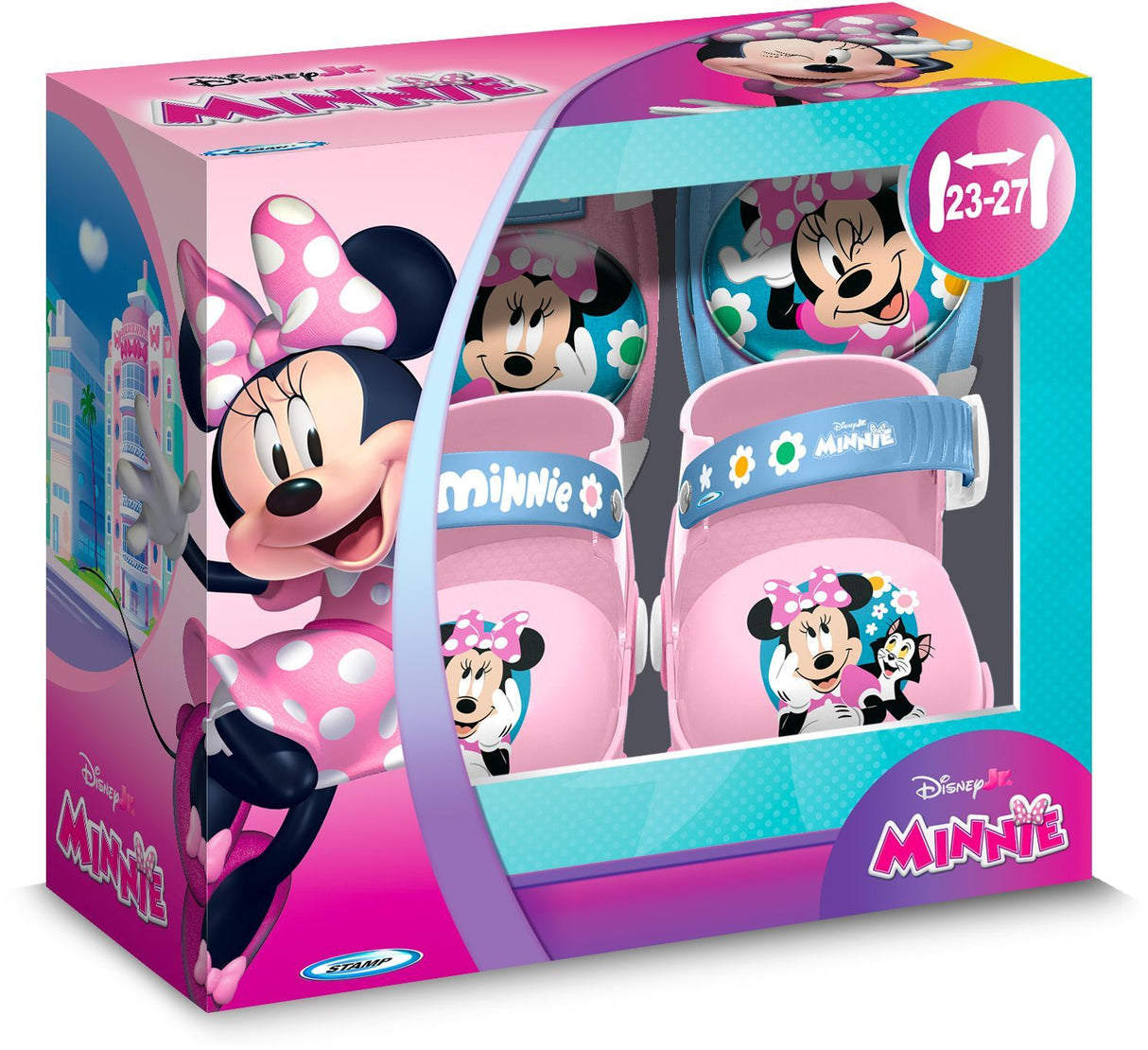 Set patins a roulettes et protections - MINNIE - MN432035 - Avec coudieres et genouilleres - Rose