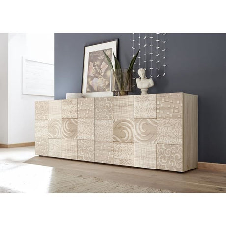 Buffet - MIRONA - 4 portes - Chene Samoa avec serigraphie - 241 x 43 x 84 cm