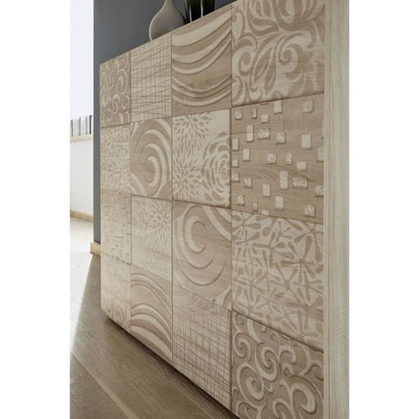 Buffet - MIRONA - 4 portes - Chene Samoa avec serigraphie - 241 x 43 x 84 cm