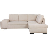 Canapé d'angle convertible réversible - 4/5 places - MITCHELL - Velours côtelé Beige - Coffre, Poufs USB - 247 x 205 x 91 cm