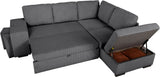Canapé d'angle convertible réversible - 4/5 places - MITCHELL - Tissu velours côtelé Anthracite - Coffre, Poufs - 247 x 205 x 91 cm