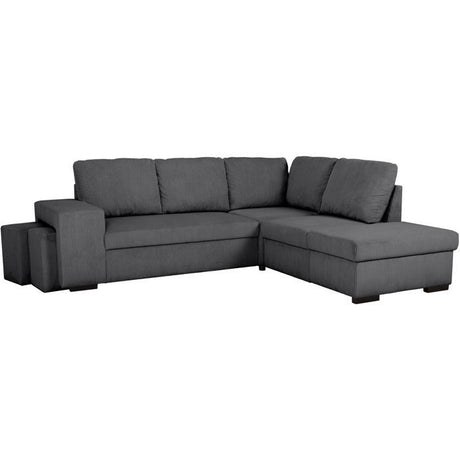 Canapé d'angle convertible réversible - 4/5 places - MITCHELL - Tissu velours côtelé Anthracite - Coffre, Poufs - 247 x 205 x 91 cm