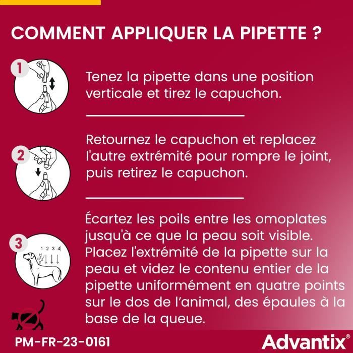 ADVANTIX Chien Solution Antiparasitaire Race Moyenne 10 a 25kg 6 pipettes
