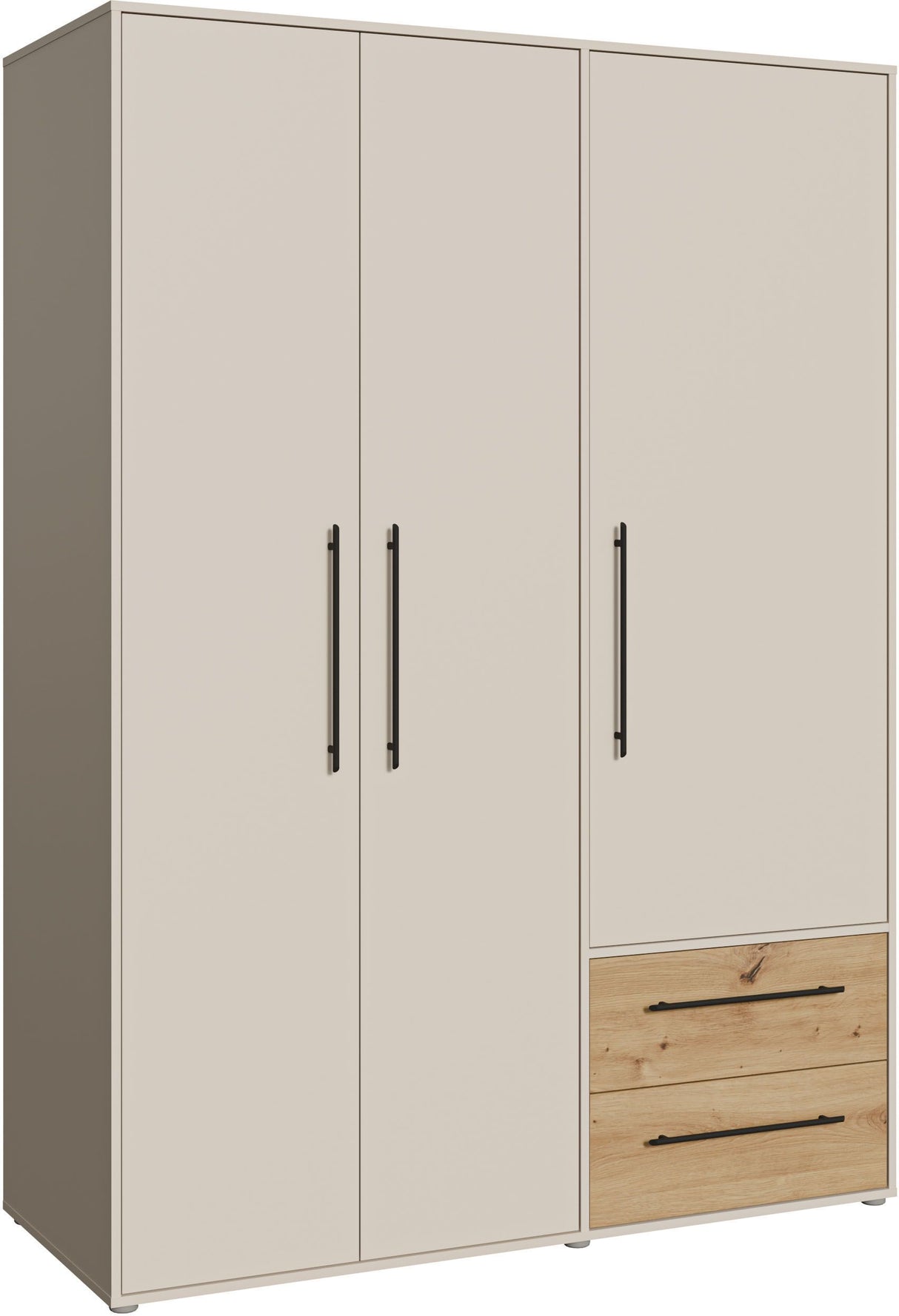 Armoire de chambre - Sable et Chene - 3 portes battantes - L144,4 x P58,8 x H200,1 cm - MOKKARIS