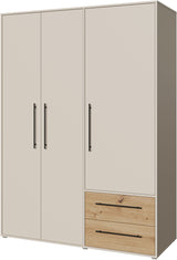 Armoire de chambre - Sable et Chene - 3 portes battantes - L144,4 x P58,8 x H200,1 cm - MOKKARIS