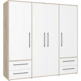 Armoire - Chene Sonoma / Blanc mat - 4 portes battantes - L205,9 x P58,8 x H200 - MOKKARIS