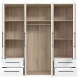 Armoire - Chene Sonoma / Blanc mat - 4 portes battantes - L205,9 x P58,8 x H200 - MOKKARIS