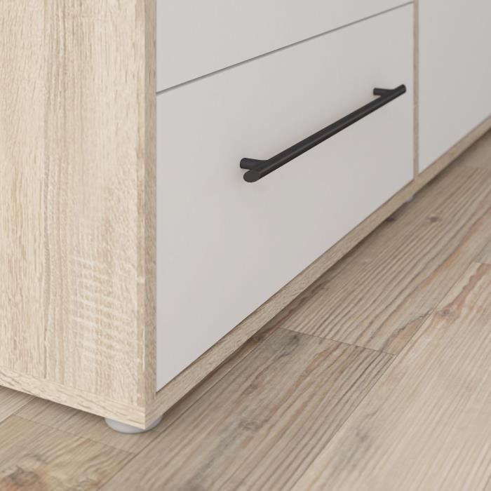Armoire - Chene Sonoma / Blanc mat - 4 portes battantes - L205,9 x P58,8 x H200 - MOKKARIS