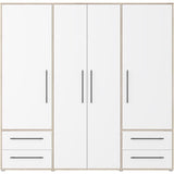 Armoire - Chene Sonoma / Blanc mat - 4 portes battantes - L205,9 x P58,8 x H200 - MOKKARIS