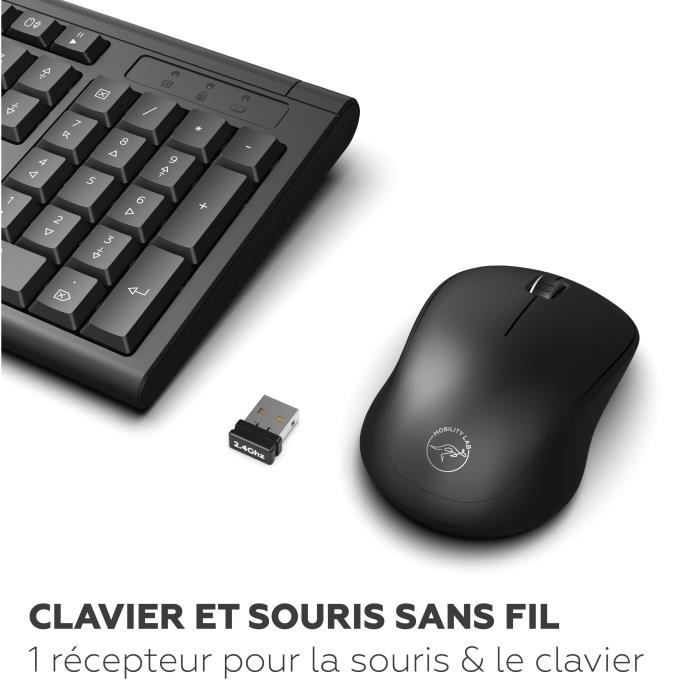 Ensemble clavier souris - MOBILITY LAB - Alpha - Ergonomique - Sans fil - Pavé numérique intégré
