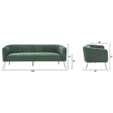 CanapÈ 3 places - Velours vert - L 207 x P 87 x H 77 cm - MATHIS - Structure bois massif