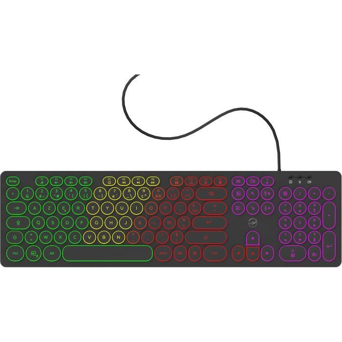 Clavier filaire RGB - MOBILITY LAB - ML306858 - AZERTY - Rétro-éclairage multicolore - Touches rondes