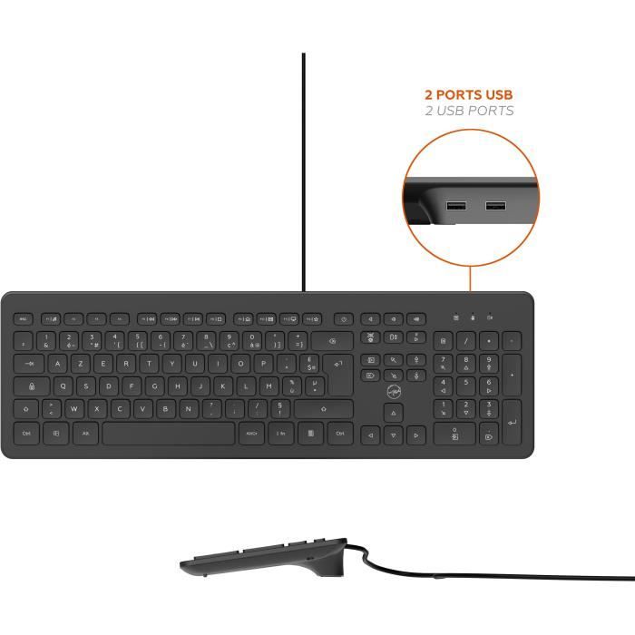 MOBILITY LAB ML304250 - Clavier PC Business Filaire avec 2 hub USB intÈgrÈ - Noir