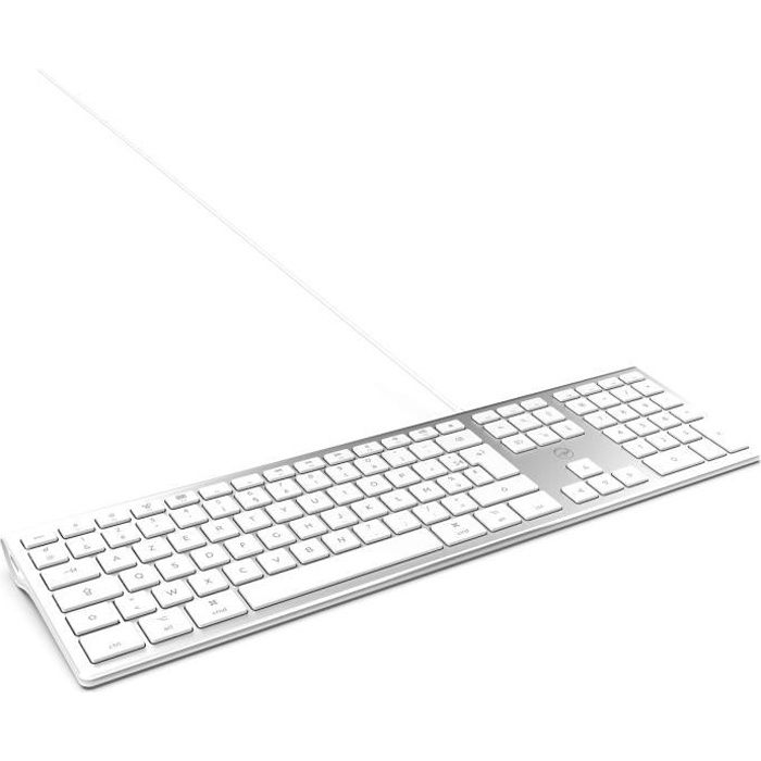 MOBILITY LAB ML304304  Clavier Design Touch Filaire avec 2 USB pour Mac  AZERTY  Blanc et argenté