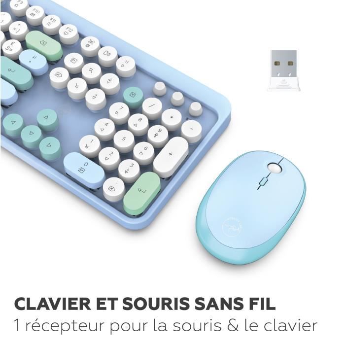 Ensemble clavier souris - MOBILITY LAB - Pure color - Sans fil - Pavé numérique intégré - Bleu