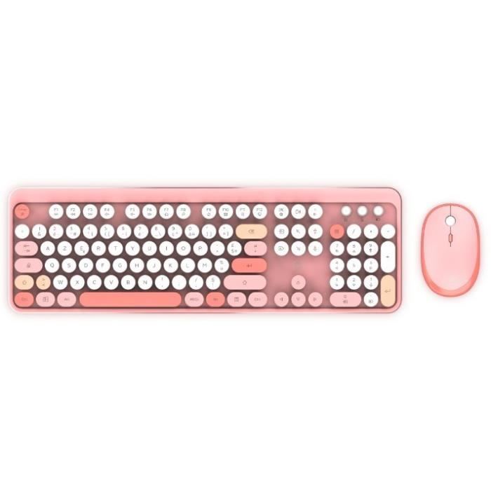 Combo sans fil clavier + souris - MOBILITY LAB - Pure Color - Rose - Design ergonomique - Frappe discrete