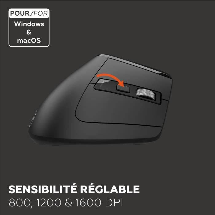 Souris ergonomique - Sans fil - MOBILITY LAB - ML314259 - Noir