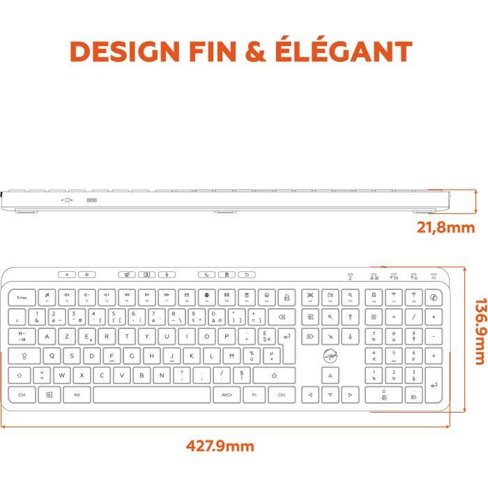 Clavier sans fil - Touches plates - MOBILITY LAB - KP450W - AZERTY - FR - Multi-connexions - Noir