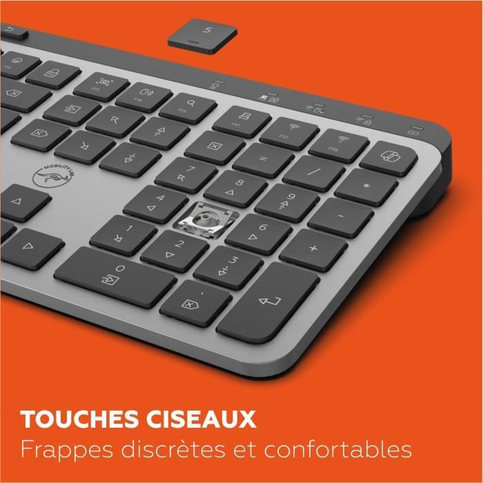 Clavier sans fil - Touches plates - MOBILITY LAB - KP450W - AZERTY - FR - Multi-connexions - Noir