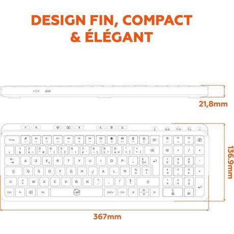 Clavier - Touches plates - MOBILITY LAB - KP450W - Compact - AZERTY - Sans rétroéclairage