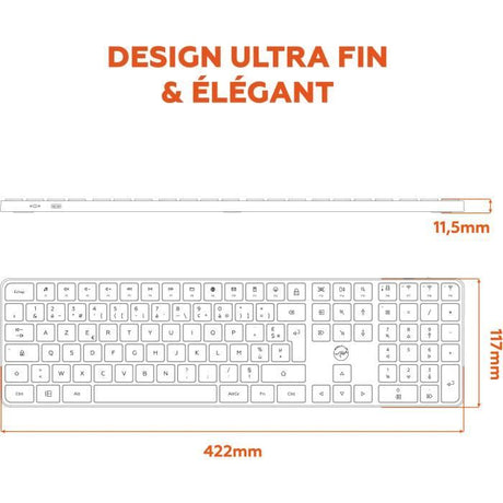 Clavier - Touches plates - MOBILITY LAB - KP430W - Full-size - AZERTY - Sans rétroéclairage