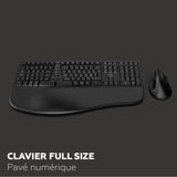 Ensemble clavier + souris - MOBILITY LAB - ERGO C30W - Full-size - USB 2,4 GHz + Bluetooth x2 - AZERTY Ergonomique