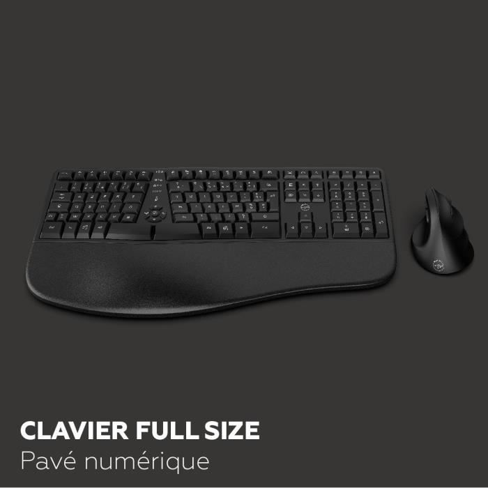 Ensemble clavier souris sans fil - Ergonomique - MOBILITY LAB - C30W - Noir