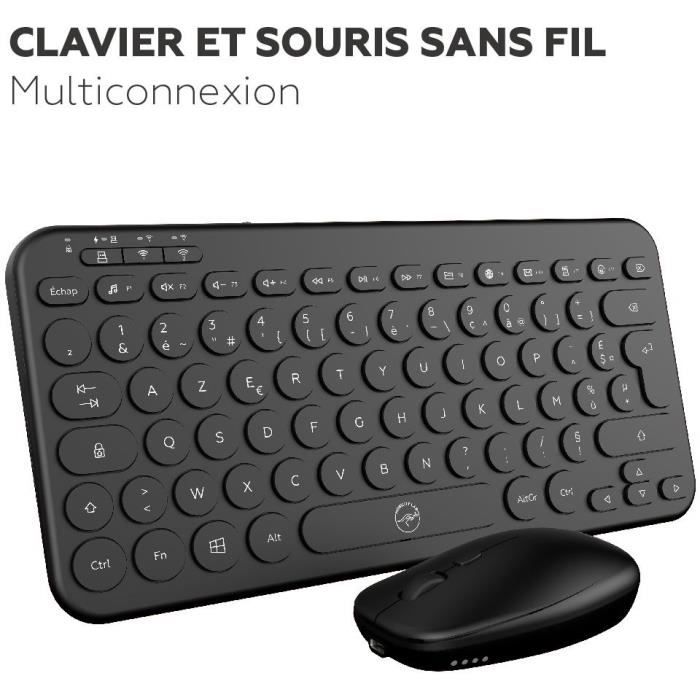 Ensemble clavier + souris - MOBILITY LAB - CP420W - Mini - USB 2,4 GHz + Bluetooth - AZERTY Compact