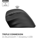 Souris sans fil - 2x Bluetooth + récepteur USB 2,4GHz - MOBILITY LAB - M30W-L - Ergonomique - Pour gaucher - Noir