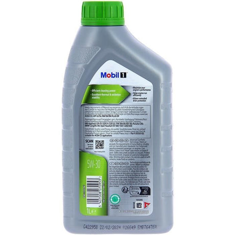 Huile moteur 5W-30 ESP Synthétique - MOBIL 1 - Formula-P  -bidon 1L -  Essence & Diesel - Nettoyante