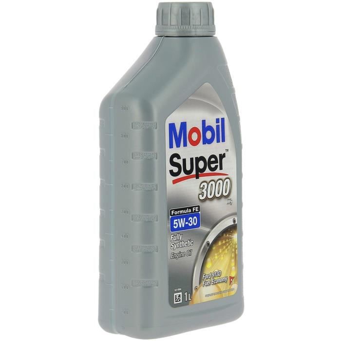 Huile moteur 5W-30 Synthétique - MOBIL - Super 3000 - Formula-XE -bidon 1L -  haute performance anti-pollution