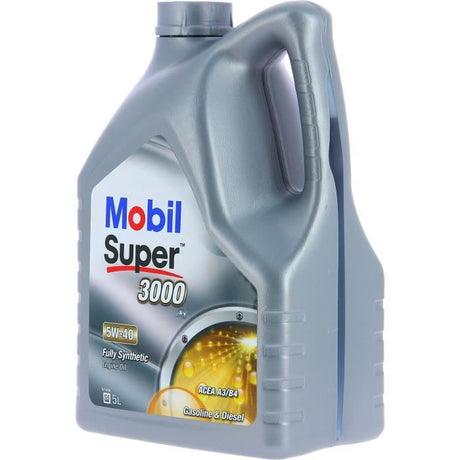 Huile moteur 5W-40 Synthétique - MOBIL - Super 3000 - Bidon 5L- haute performance anti-pollution
