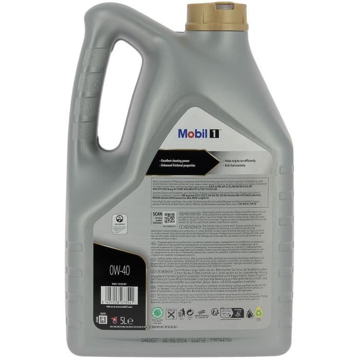 Huile moteur 5W-40 FS Synthétique - MOBIL 1 -bidon 5L -  Ultra haute performance - anti-pollution