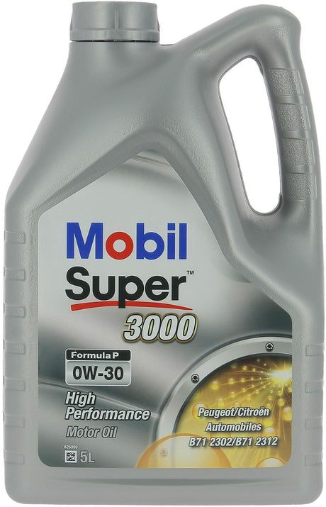 Huile moteur 0W-30 Synthétique - MOBIL - Super 3000 - Formula-V -bidon 5L -  haute performance