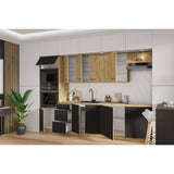 MODENA - Cuisine complete - 300 x 52 x 82 cm - Chene artisan / Noir mat - Plan de travail non inclus