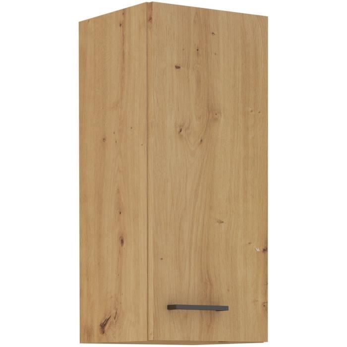MODENA - Meuble haut - 2 portes - 30 x 31 x 72 cm - Chene artisan / Noir mat