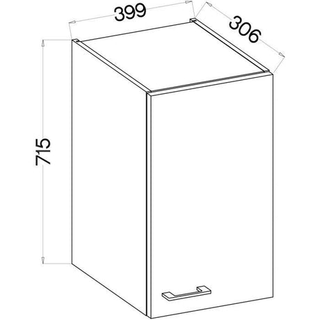 MODENA - Meuble bas - 1 porte battante - 40 x 52 x 82 cm - Chene artisan / Noir mat - Plan de travail non inclus